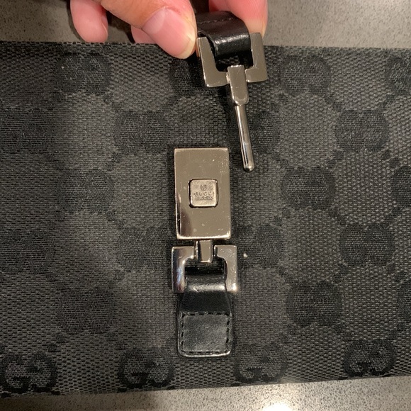 Authentic monogram black Gucci Jackie canvas and leather wallet - Picture 8 of 10